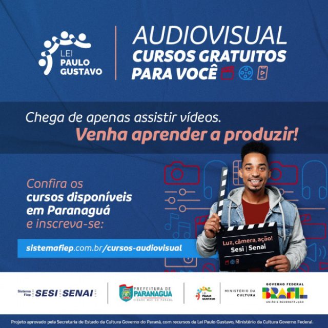 Secultur informa que ainda há vagas para cursos gratuitos na área Audiovisual através da Lei Paulo Gustavo
